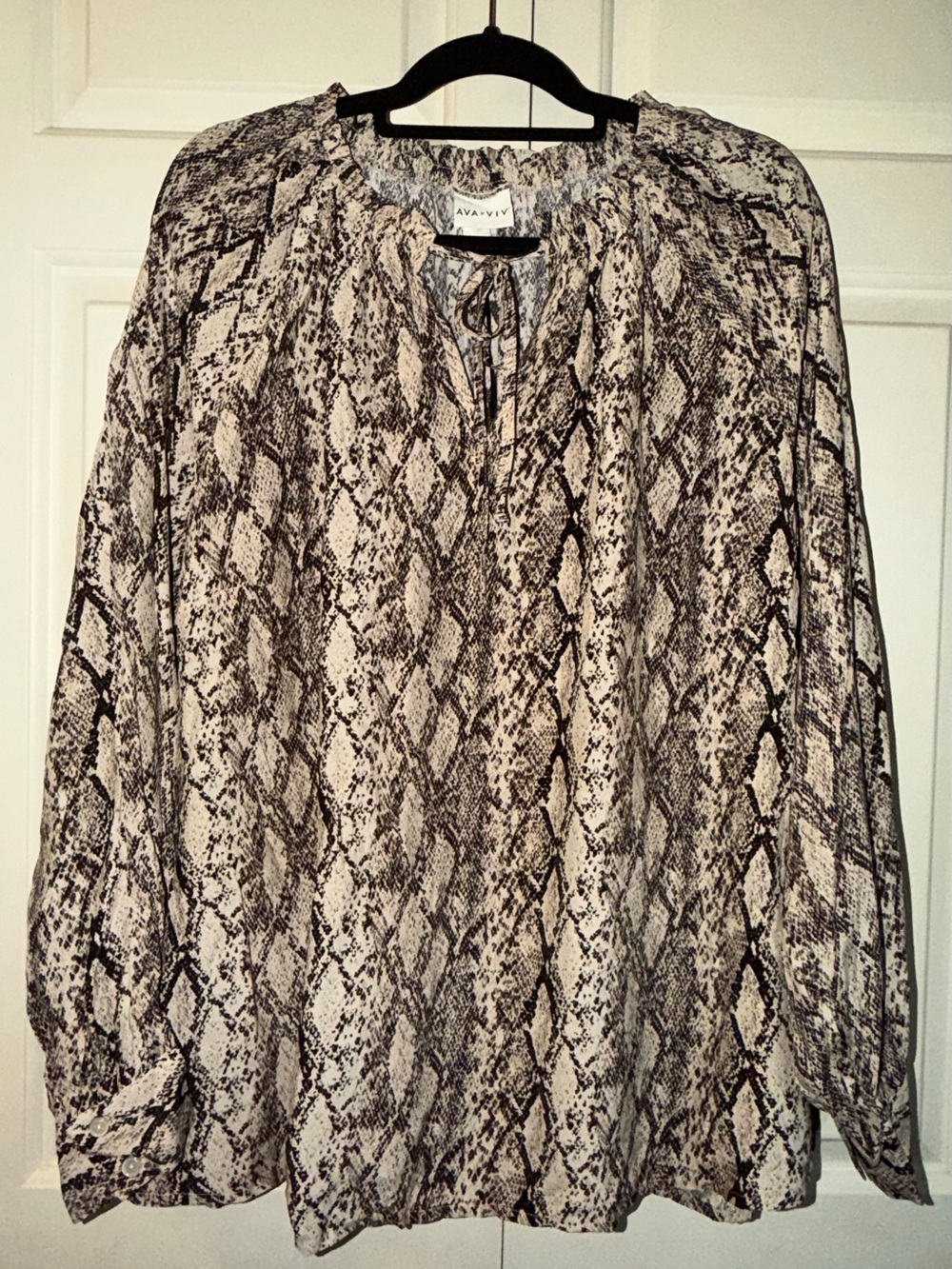 Ava & Viv Snake-Print Peasant Blouse 1X